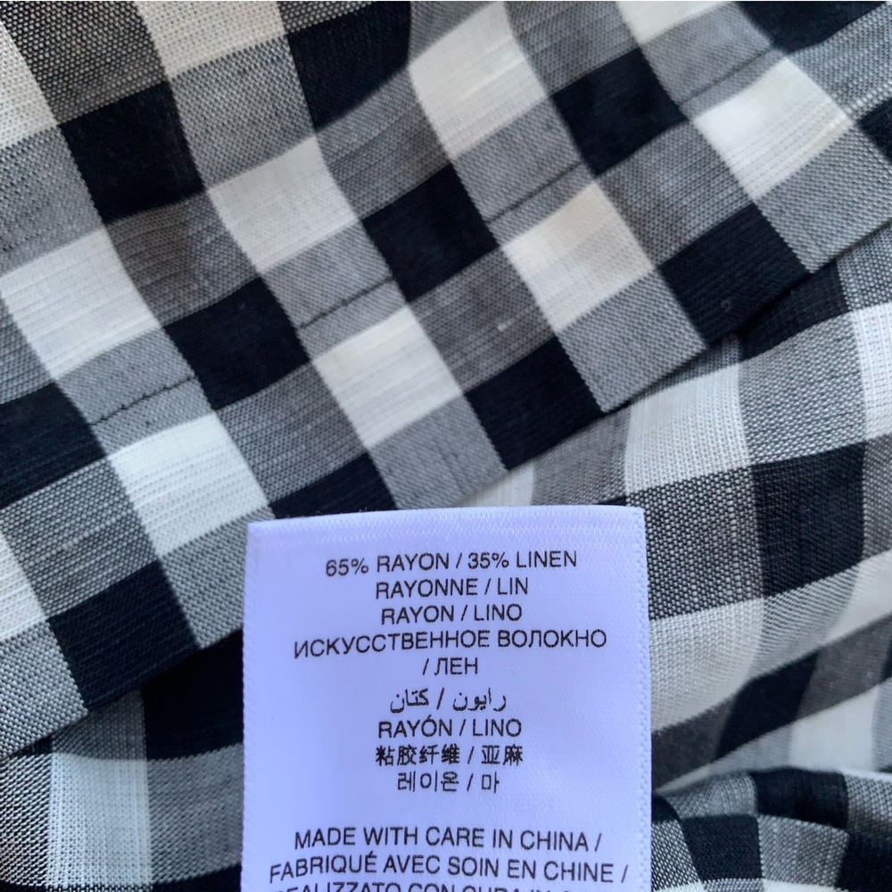 Doen Coralie Linen Button Sleeveless Mini Dress Marilyn Gingham Black White - Picture 10 of 12